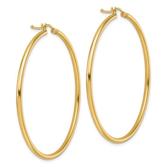 New 14K Polished 2mm Hoop Earrings by Leslie’s Jewelry - Picture 4 of 10
